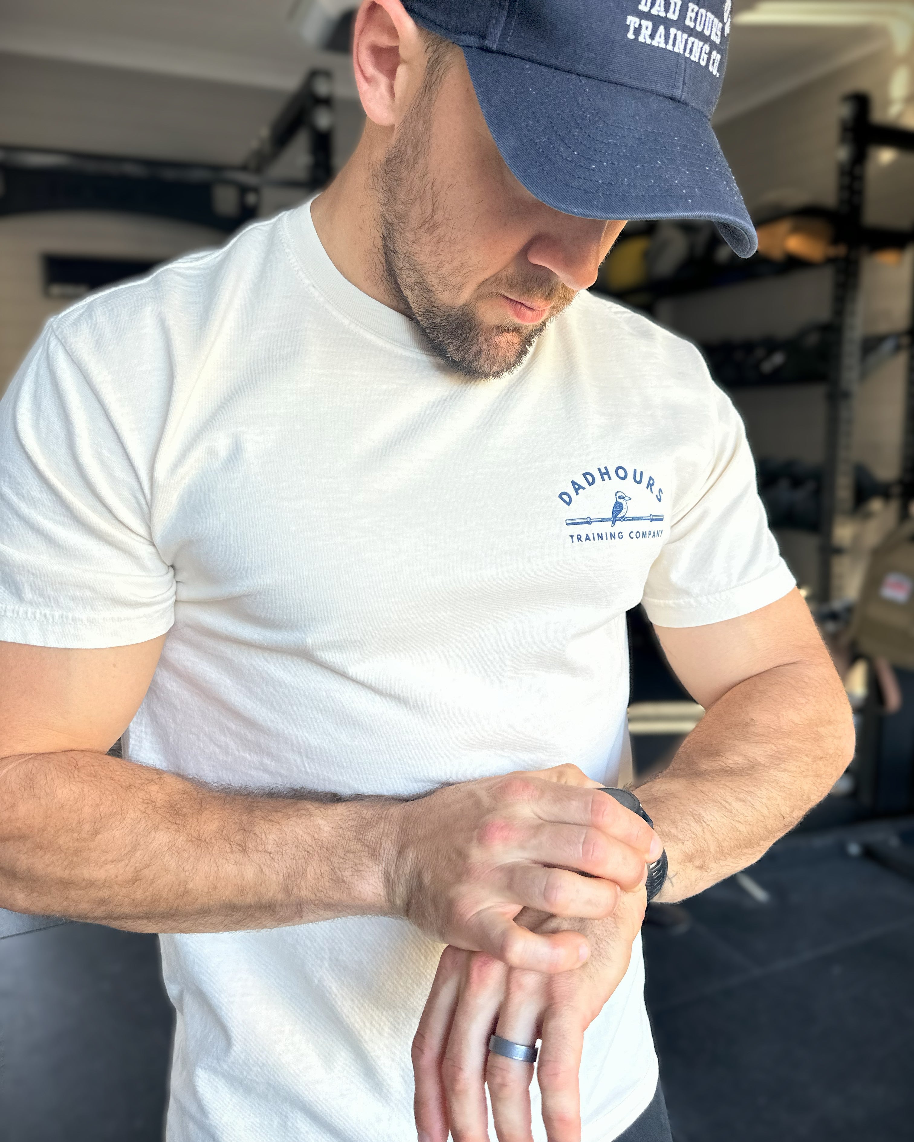 Early Bird Tee-Ivory and Navy
