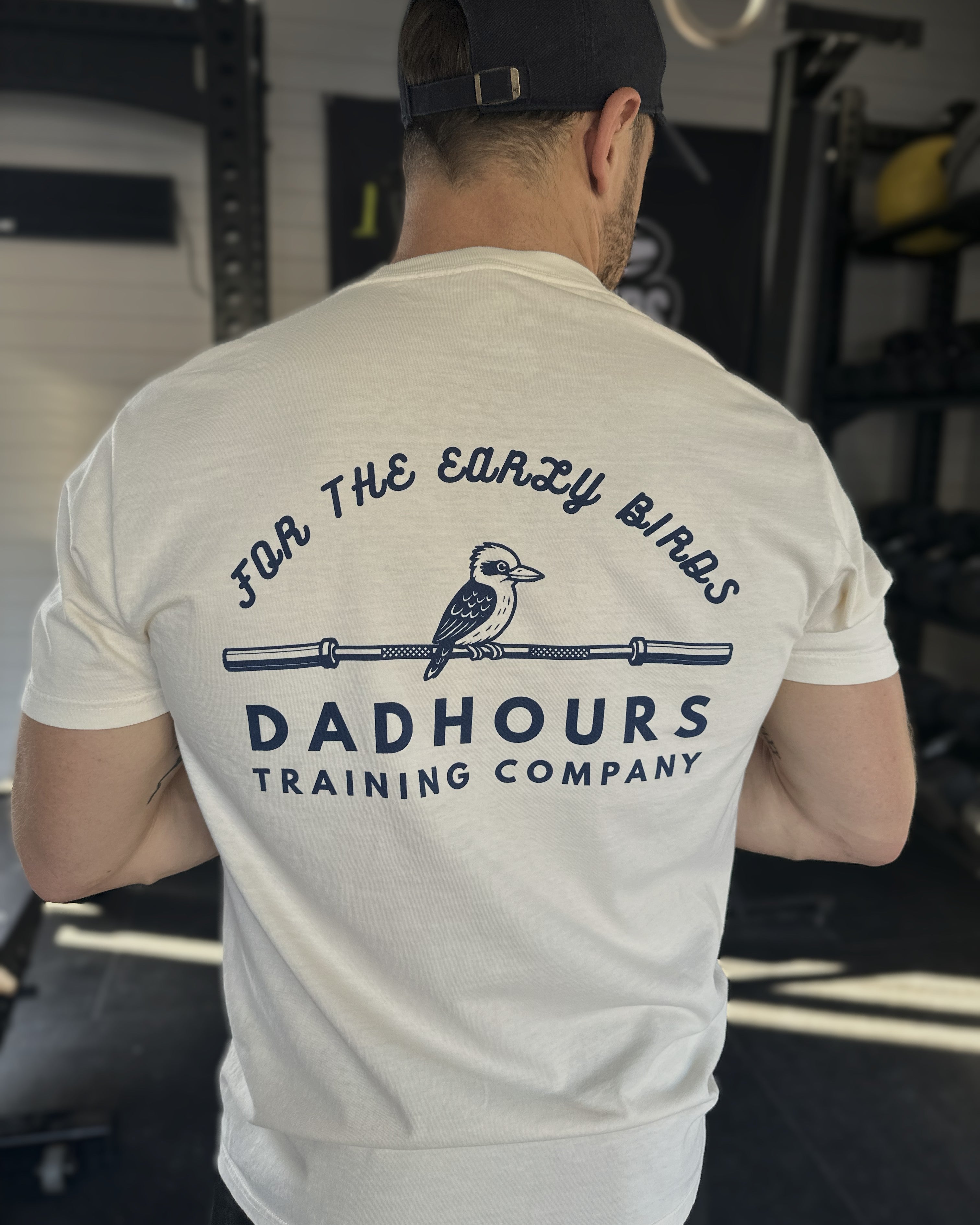 Early Bird Tee-Ivory and Navy