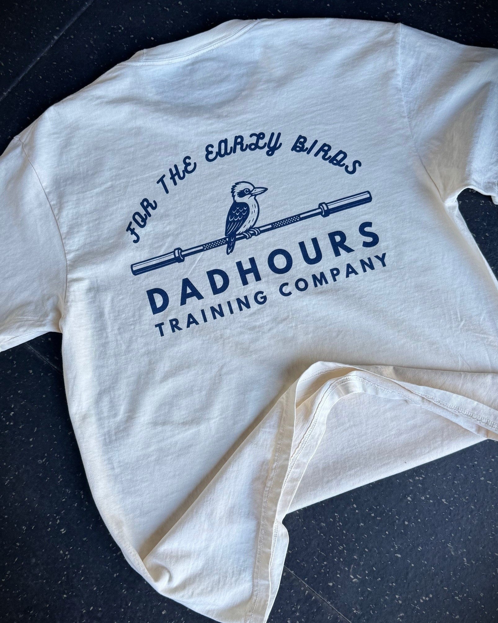 Early Bird Tee-Ivory and Navy
